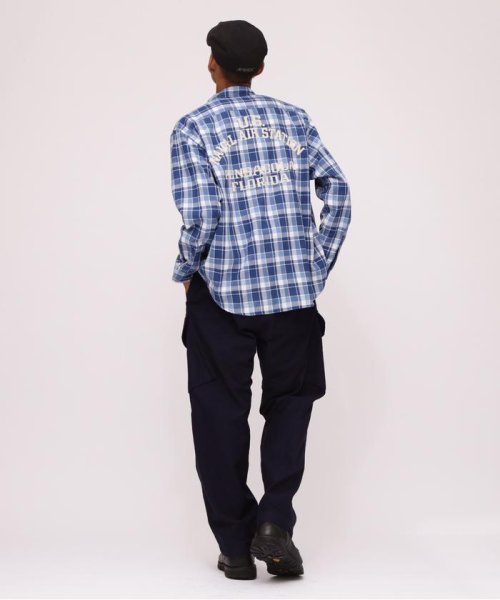 AVIREX(AVIREX)/LONG SLEEVE INDIGO CHECK EMBROIDERY SHIRT/img03