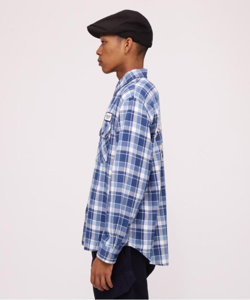 AVIREX(AVIREX)/LONG SLEEVE INDIGO CHECK EMBROIDERY SHIRT/img04