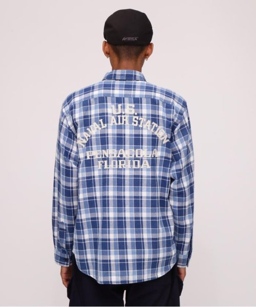 AVIREX(AVIREX)/LONG SLEEVE INDIGO CHECK EMBROIDERY SHIRT/img05