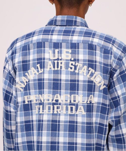 AVIREX(AVIREX)/LONG SLEEVE INDIGO CHECK EMBROIDERY SHIRT/img10