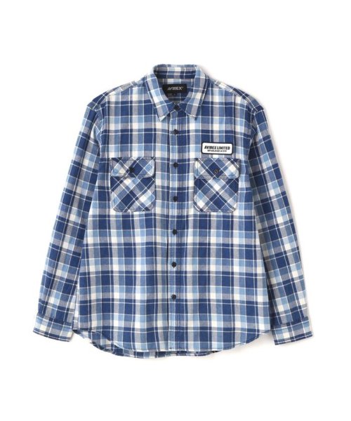 AVIREX(AVIREX)/LONG SLEEVE INDIGO CHECK EMBROIDERY SHIRT/img11