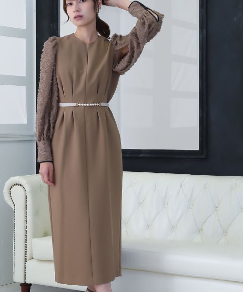 birei ビレイ 結婚式 ワンピース パーティードレス レースコンビタイトロングドレス レース ロング丈 長袖 スリット 2WAY オケージョン 春夏秋冬 オ ビレイ 結婚式