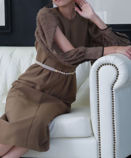 birei ビレイ 結婚式 ワンピース パーティードレス レースコンビタイトロングドレス レース ロング丈 長袖 スリット 2WAY オケージョン 春夏秋冬 オ ビレイ 結婚式