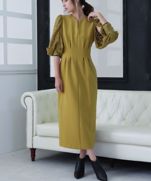 birei ビレイ 結婚式 ワンピース パーティードレス レースコンビタイトロングドレス レース ロング丈 長袖 スリット 2WAY オケージョン 春夏秋冬 オ ビレイ 結婚式