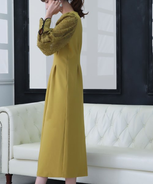 birei ビレイ 結婚式 ワンピース パーティードレス レースコンビタイトロングドレス レース ロング丈 長袖 スリット 2WAY オケージョン 春夏秋冬 オ ビレイ 結婚式