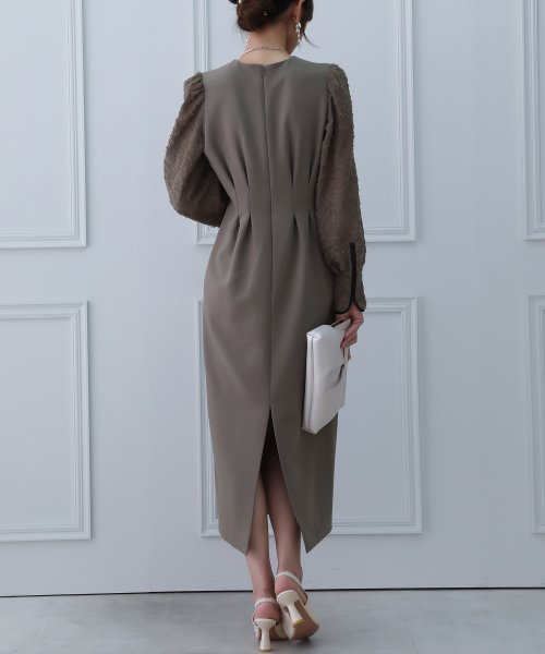 birei ビレイ 結婚式 ワンピース パーティードレス レースコンビタイトロングドレス レース ロング丈 長袖 スリット 2WAY オケージョン 春夏秋冬 オ ビレイ 結婚式