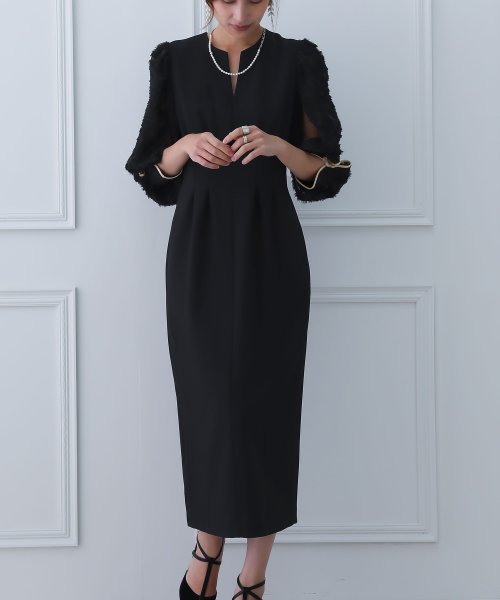 birei ビレイ 結婚式 ワンピース パーティードレス レースコンビタイトロングドレス レース ロング丈 長袖 スリット 2WAY オケージョン 春夏秋冬 オ ビレイ 結婚式