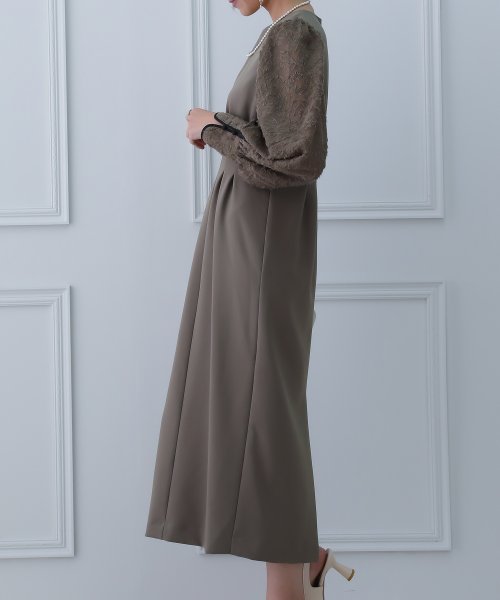 birei ビレイ 結婚式 ワンピース パーティードレス レースコンビタイトロングドレス レース ロング丈 長袖 スリット 2WAY オケージョン 春夏秋冬 オ ビレイ 結婚式