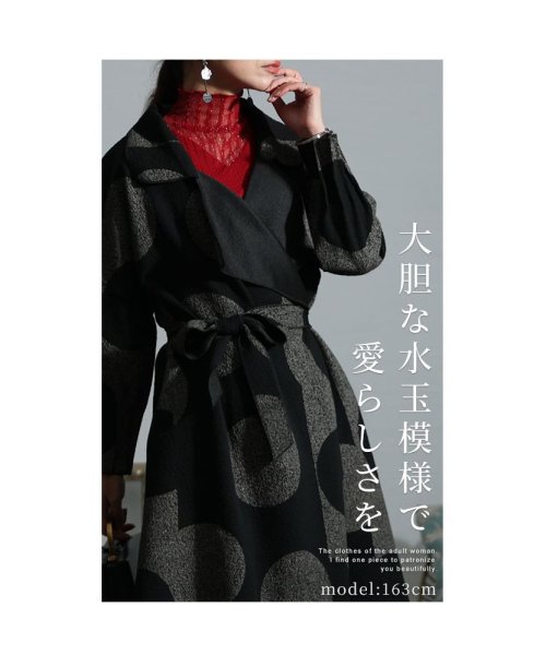 Sawa a la mode(サワアラモード)/大胆な水玉模様で愛らしくりぼんベルト付きコート/img01