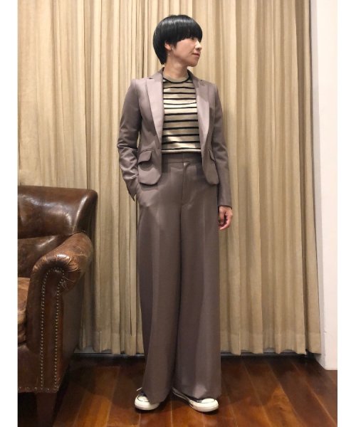 【セットアップ可】ウールブレンドストレッチショートジャケット 