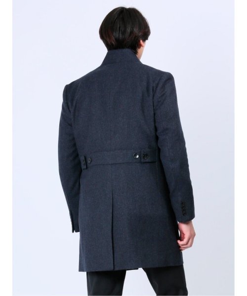 セール】カシミヤアンゴラ混ウール スタンドコート 紺 メンズ ブルゾン  