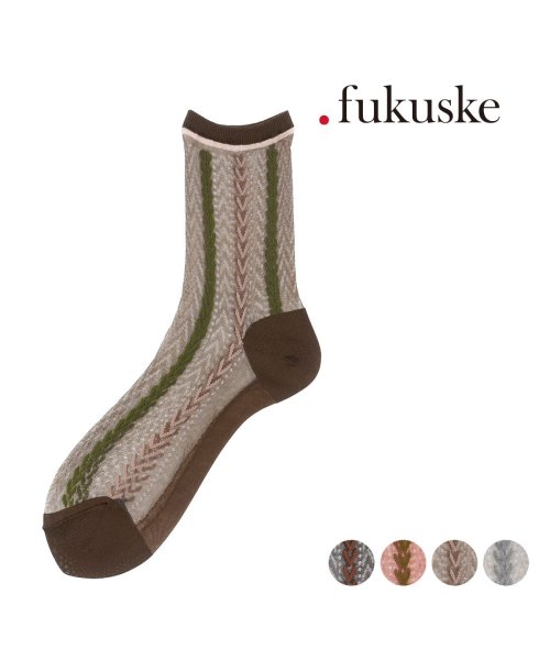 dotfukuske(．ｆｕｋｕｓｋｅ)/福助 公式 靴下 クルー丈  .fukuske クラシカルシアーシリーズ ヘリンボーン柄 シアー 00W3J104/img01