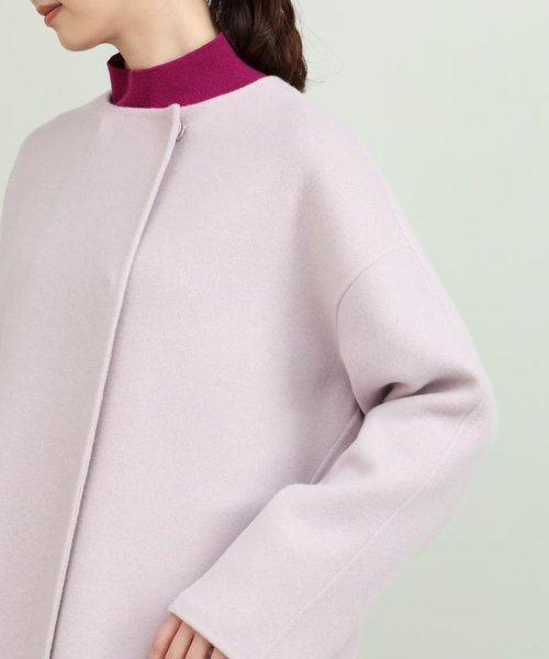 ノーカラーショートコート 