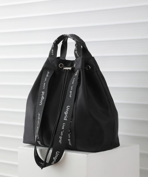 UNGRID bag(アングリッド　バッグ)/ナイロン ロゴテープ　牛革ハンドル　2WAY 巾着トートバッグ/img04