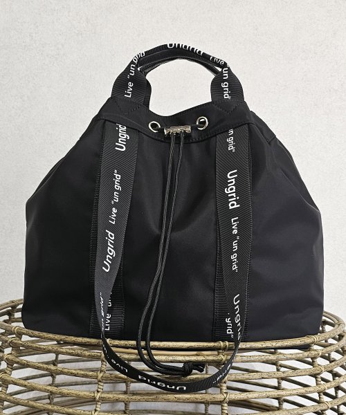 UNGRID bag(アングリッド　バッグ)/ナイロン ロゴテープ　牛革ハンドル　2WAY 巾着トートバッグ/img10