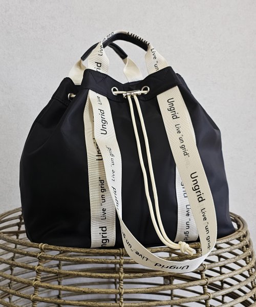 UNGRID bag(アングリッド　バッグ)/ナイロン ロゴテープ　牛革ハンドル　2WAY 巾着トートバッグ/img18