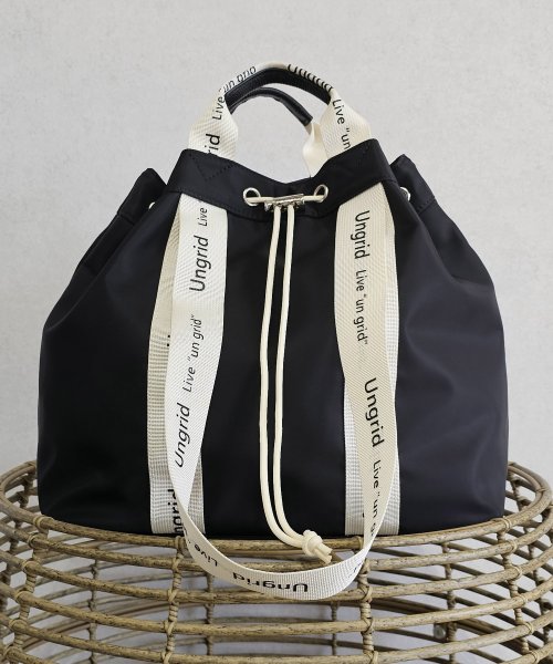 UNGRID bag(アングリッド　バッグ)/ナイロン ロゴテープ　牛革ハンドル　2WAY 巾着トートバッグ/img20