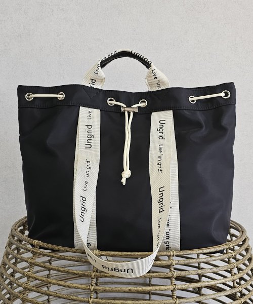 UNGRID bag(アングリッド　バッグ)/ナイロン ロゴテープ　牛革ハンドル　2WAY 巾着トートバッグ/img21