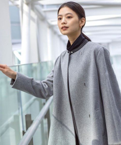 【WEB限定カラーあり】ブレンドビーバー ノーカラー コート 