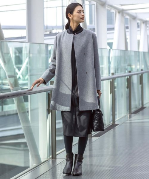 【WEB限定カラーあり】ブレンドビーバー ノーカラー コート 