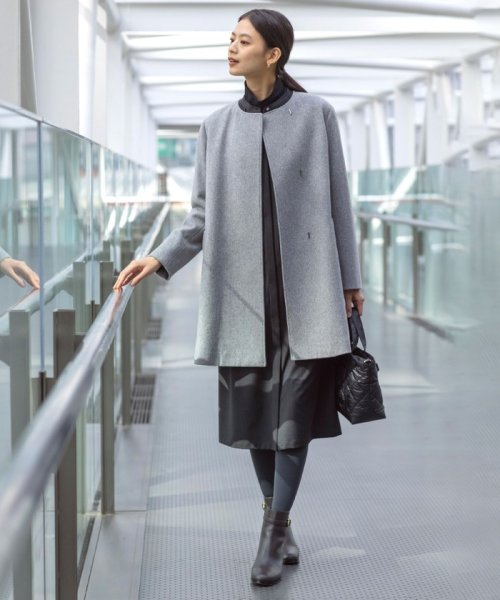 【WEB限定カラーあり】ブレンドビーバー ノーカラー コート 