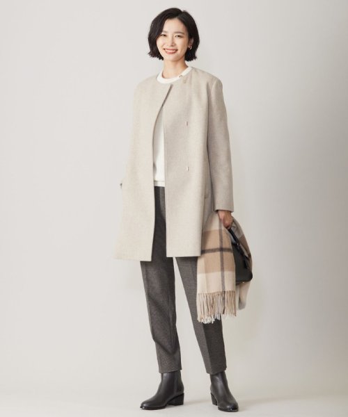 【WEB限定カラーあり】ブレンドビーバー ノーカラー コート 
