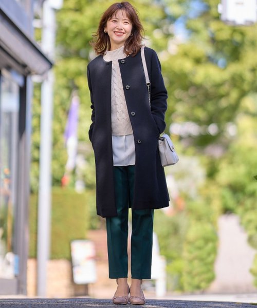 ファインウールモッサ ノーカラーコート 