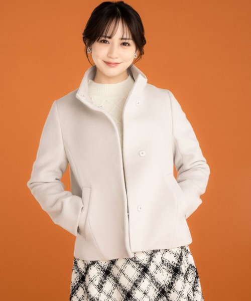 【低身長企画】ファインウールモッサスタンド ショート コート #フェミニン