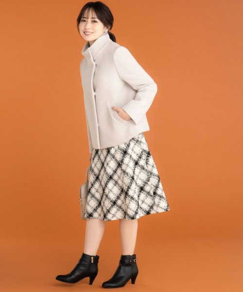 【低身長企画】ファインウールモッサスタンド ショート コート #フェミニン
