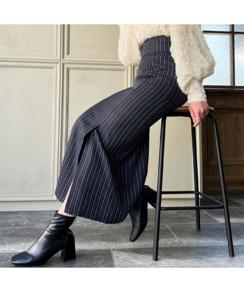 セール】ハイウエストピンストライプタイトスカート(505630813  