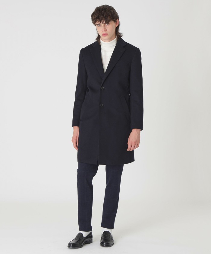 シャイニービーバーグレンチェックスタンドコート BLACK LABEL  