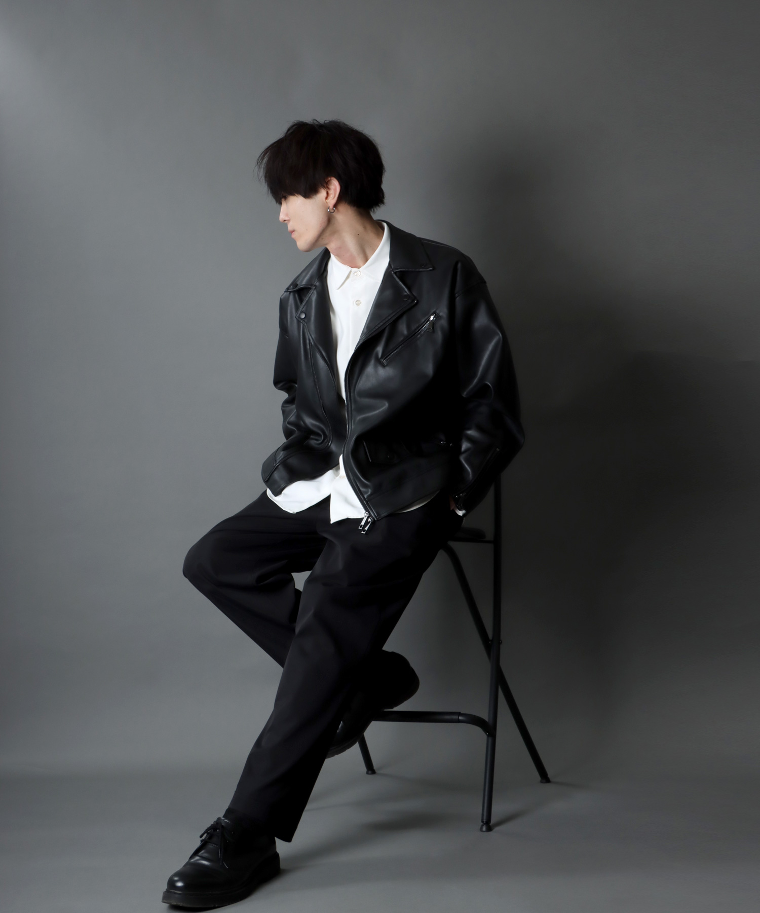 セール】【SITRY】synthetic leather w riders jacket/フェイクレザー