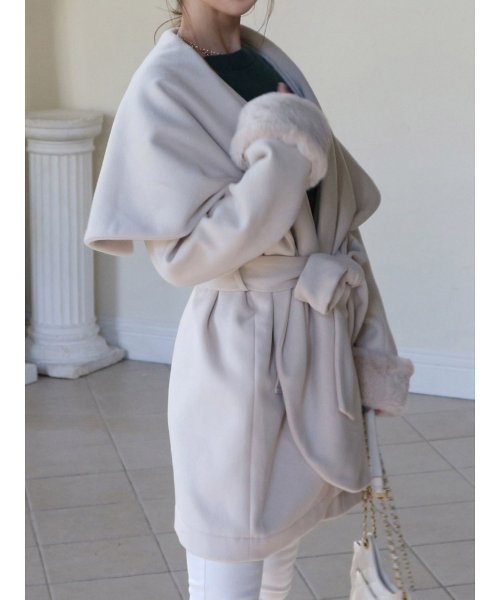 ファー付BIGカラーミドルコート 