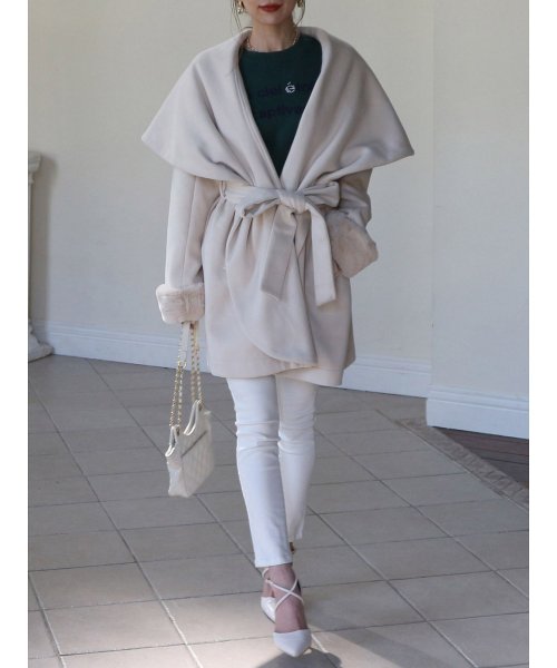 ファー付BIGカラーミドルコート 