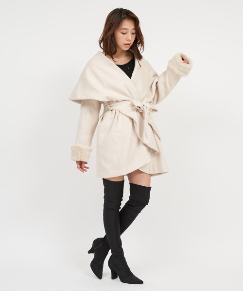 ファー付BIGカラーミドルコート 