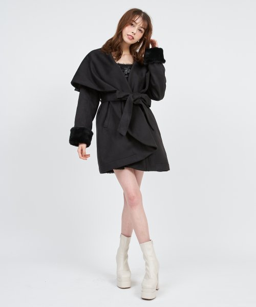 ファー付BIGカラーミドルコート 