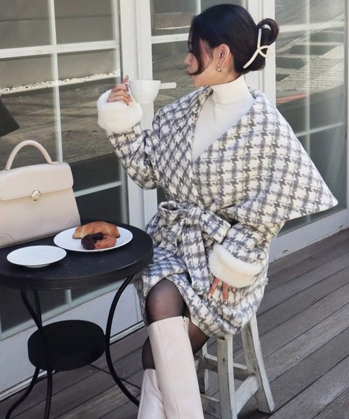 ファー付BIGカラーミドルコート 