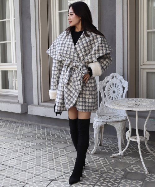 ファー付BIGカラーミドルコート 