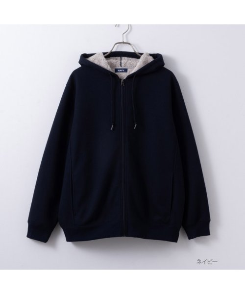 MAC HOUSE(men)(マックハウス（メンズ）)/NAVY ネイビー 温℃ 裏ボアボンディングジップパーカー メンズ QMH/03904FW/img03