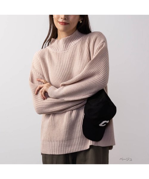 MAC HOUSE(women)(マックハウス（レディース）)/NAVY ネイビー 静電気抑制 洗えるニット 畔モックネックプルオーバー レディース 112335810/img04