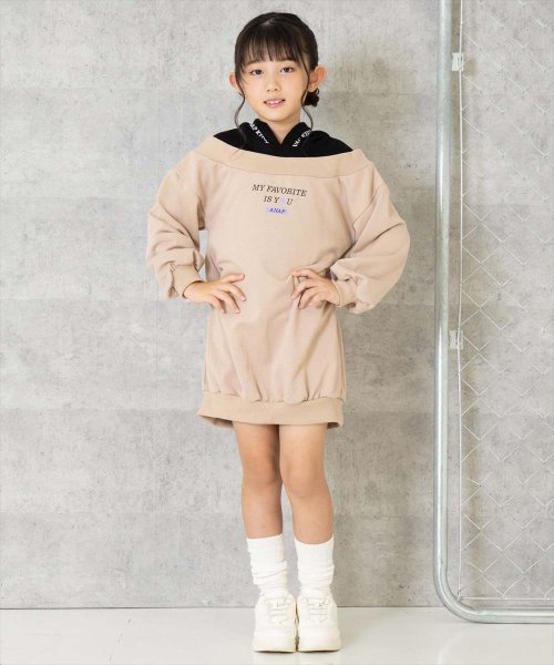 ANAP KIDS(アナップキッズ)/切替 フード付き 裏毛 スウェット ワンピース/img07