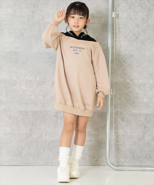 ANAP KIDS(アナップキッズ)/切替 フード付き 裏毛 スウェット ワンピース/img09