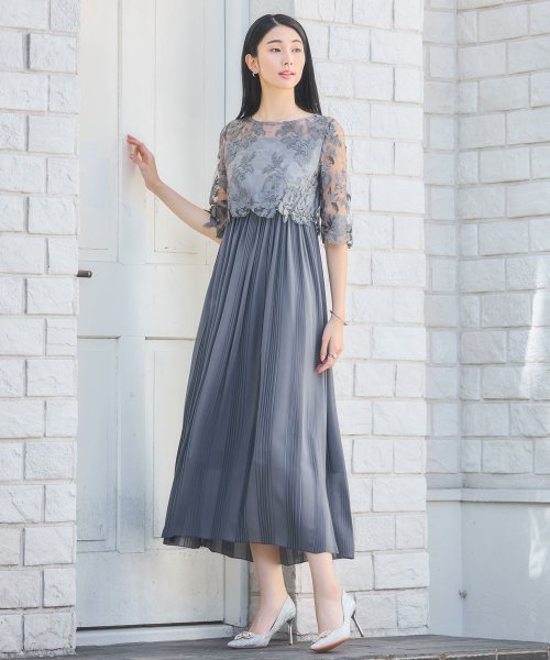 DRESS+(ドレス プラス)/ワンピース ドレス レース プリーツ 結婚式 レース袖/img03