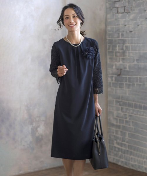 J.PRESS LADIES（LARGE SIZE）(J．プレス　レディス（大きいサイズ）)/【洗える】ノルディス2wayジョーゼット レース袖 ワンピース/img03