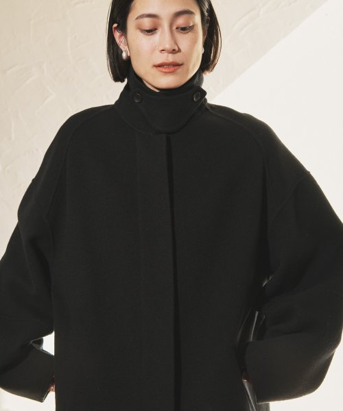 【Audrey and John Wad】ハンドメイドステンカラーロングコート H164 B79 W58 H82 5cm 着用サイズ：M　着用カラー：ベージュ系その他 H174 着用サイズ：M　着用カラー：ブラック