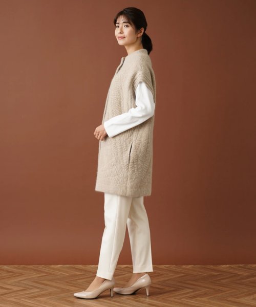 ボトルネックロングニットベスト 