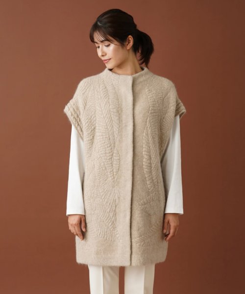ボトルネックロングニットベスト 