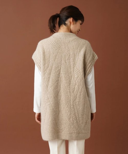 ボトルネックロングニットベスト 