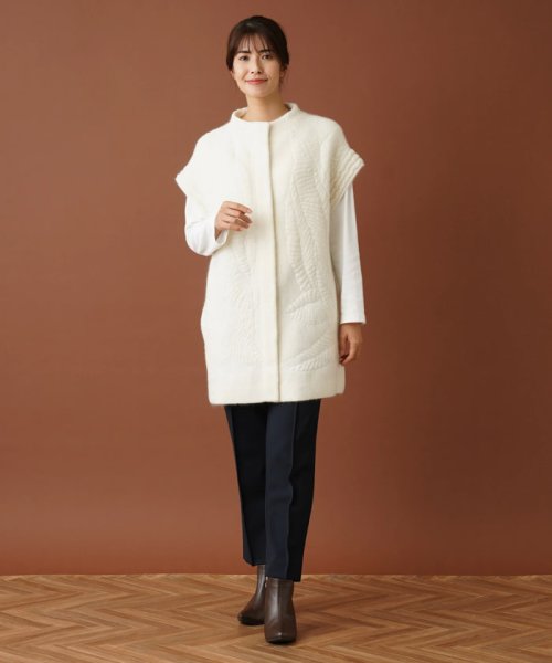 ボトルネックロングニットベスト 