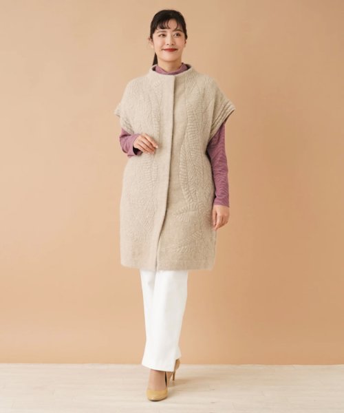 ボトルネックロングニットベスト 